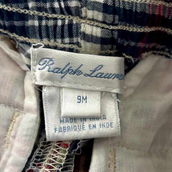 Set of Ralph Lauren Baby Boy Size 6M Plaid Button Shirt + 9M Seersucker Shorts - Picture 7 of 9